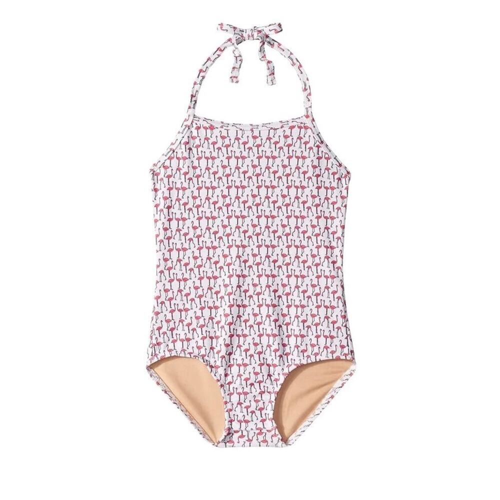 Tooby Doo Girls One Piece Swimsuit Flamingo Print White/Red Size 9-10